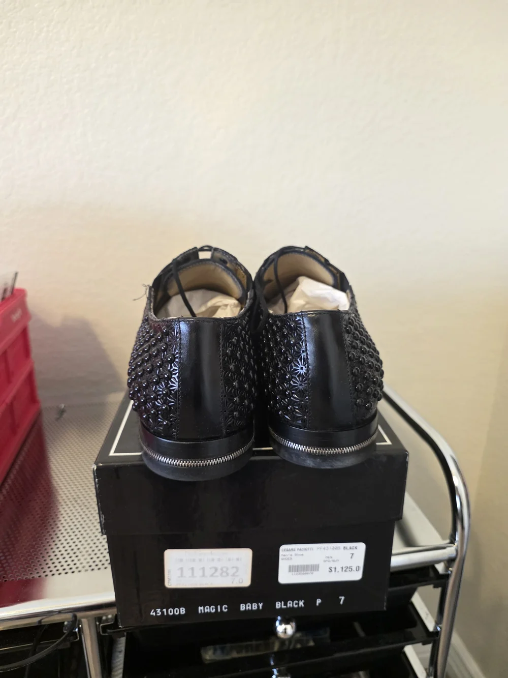 Men's Cesare Paciotti Black Embellished Lace-Up Dress Shoes
